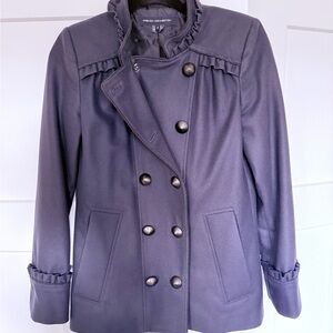 French Connection Navy Blue Wool Peacoat – Cashmere Blend, Double-Breasted - 2